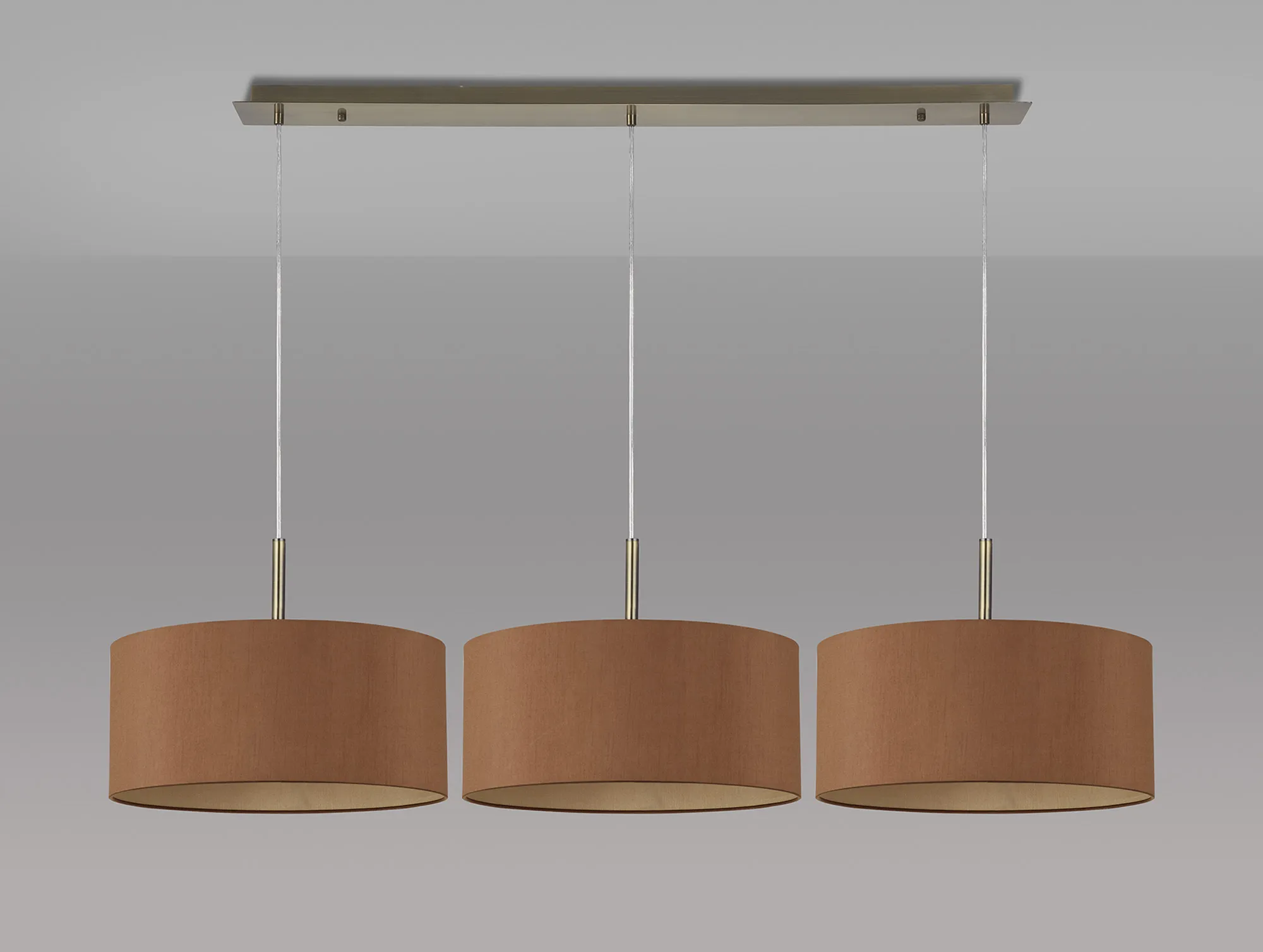 Baymont 40cm Shade 3 Light Pendant Antique Brass, Raw Cocoa/Grecian Bronze DK0580  Deco Baymont AB RC